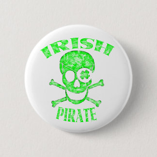 St. Patrick's Day Pirate Skull Button