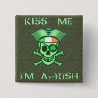 St. Patrick's Day Pirate Skull Button