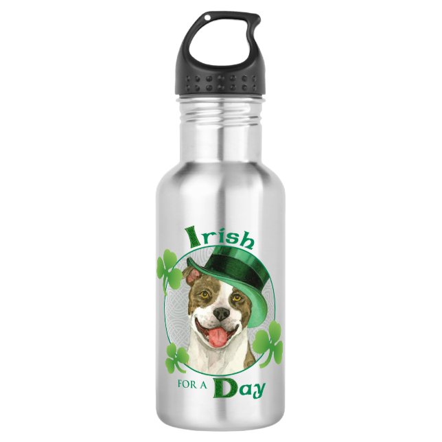St. Patrick's Day Pit Bull 532 Ml Water Bottle (Front)