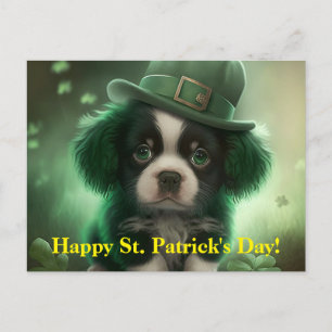 St Patrick's Day Postcard With a Cute Puppy