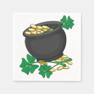 St Patricks Day Pot of Gold and Lucky Shamrocks  Napkin