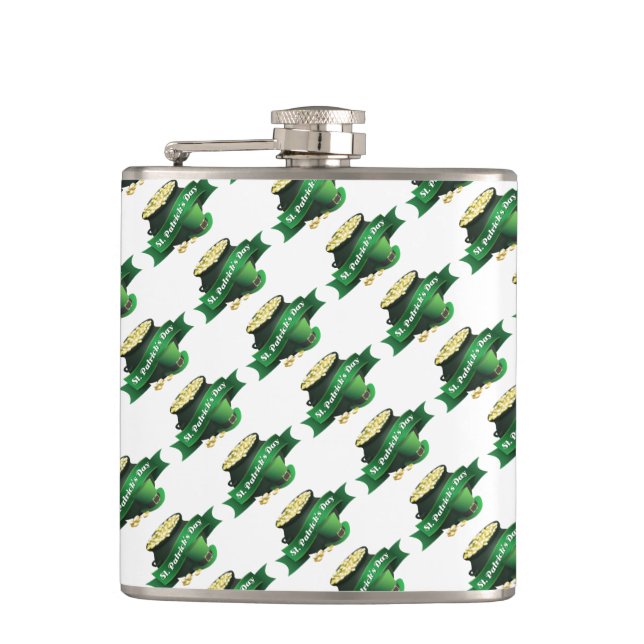 St. Patrick's day Pot of Gold Hip Flask (Front)