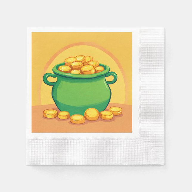 St. Patrick's Day Pot of Gold Paper Napkin (Front)