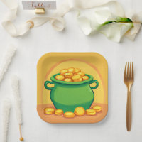 St. Patrick's Day Pot of Gold Paper Plate