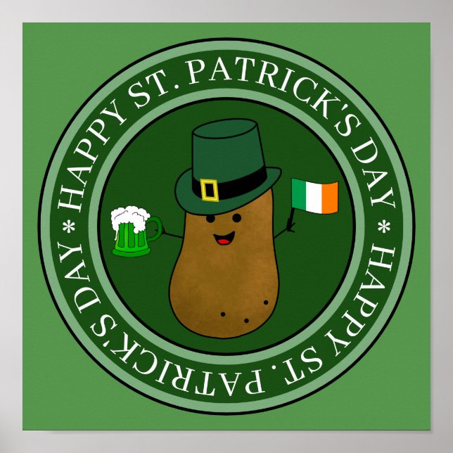 St Patrick's Day Potato In A Hat Poster (Front)