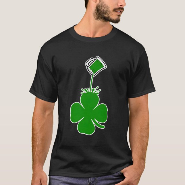 St Patrick'S Day Pouring Shamrock Green Beer T-Shirt (Front)