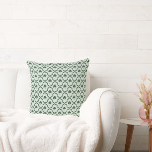 St. Patrick's Day Preppy Green Shamrock Lattice Throw Pillow