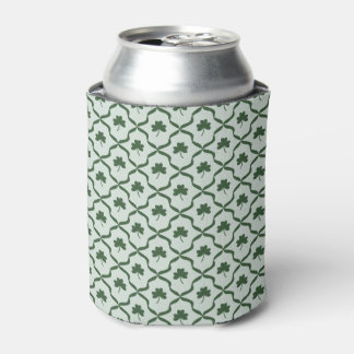 St. Patrick's Day Preppy Shamrock Clover Lattice Can Cooler