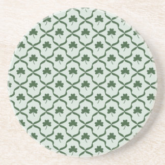 St. Patrick's Day Preppy Shamrock Clover Lattice Coaster