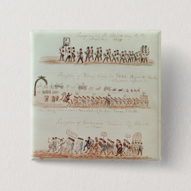 St. Patrick's Day procession 2 Inch Square Button (Front)