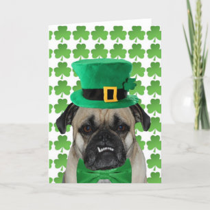 St Patrick's Day Pug Greeting Card