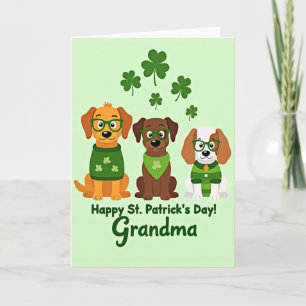 St Patricks Day Puppies Grandma Card