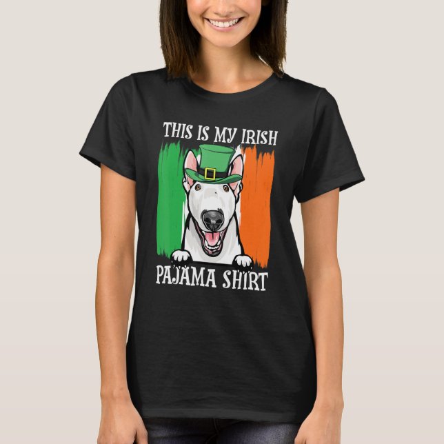 St Patrick's Day Pyjamas Bull Terrier Shamrock Iri T-Shirt (Front)