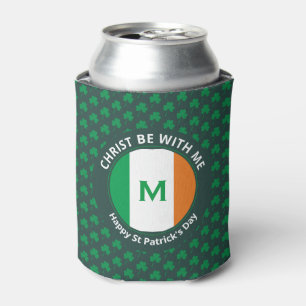St Patricks Day Quote Monogram Shamrock Irish Flag Can Cooler