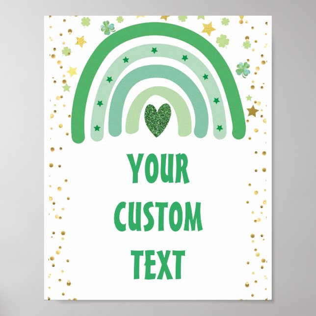 St Patrick's Day Rainbow Custom Text Poster (Front)