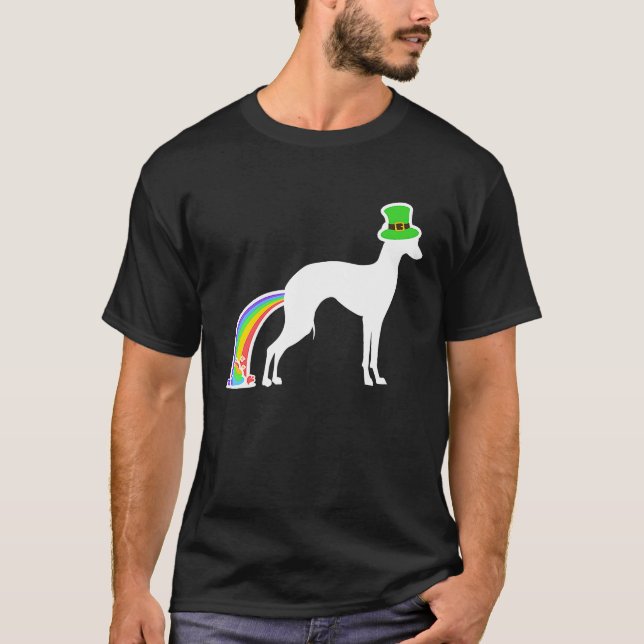 St Patrick's Day Rainbow Dog  Italian Greyhound T-Shirt (Front)