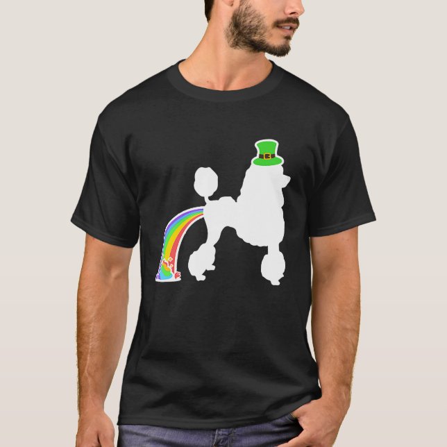 St Patrick's Day Rainbow Dog  Poodle T-Shirt (Front)