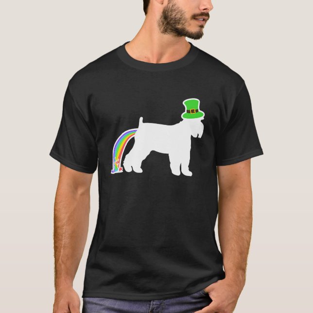 St Patrick's Day Rainbow Dog  Schnauzer T-Shirt (Front)
