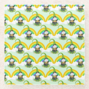 St Patricks Day Rainbow Leprechaun Lucky Charms Glass Coaster