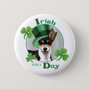 St. Patrick's Day Rat Terrier 2 Inch Round Button