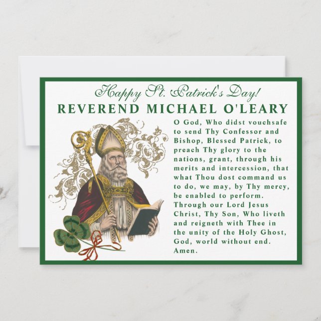 St. Patricks Day Religious Prayer Shamrocks Card (Front)