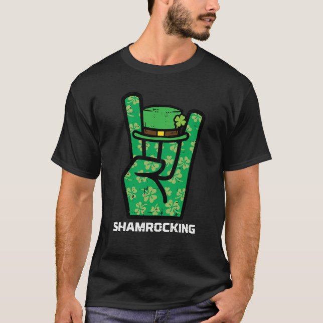St Patricks Day Rock Hand Saint Paddys Rocker Men  T-Shirt (Front)