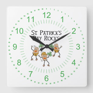 St. Patrick's Day Rocks Square Wall Clock