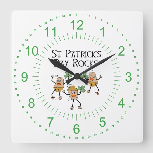 St. Patrick's Day Rocks Square Wall Clock (Front)