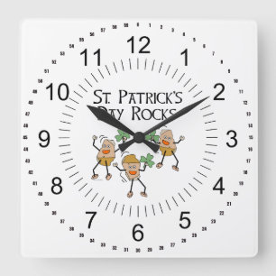 St. Patrick's Day Rocks Square Wall Clock