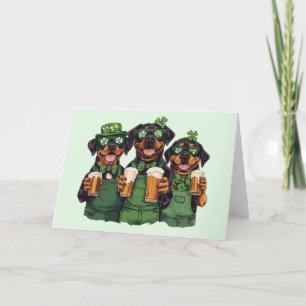 St. Patrick's Day Rottweiler Dogs Holiday Card