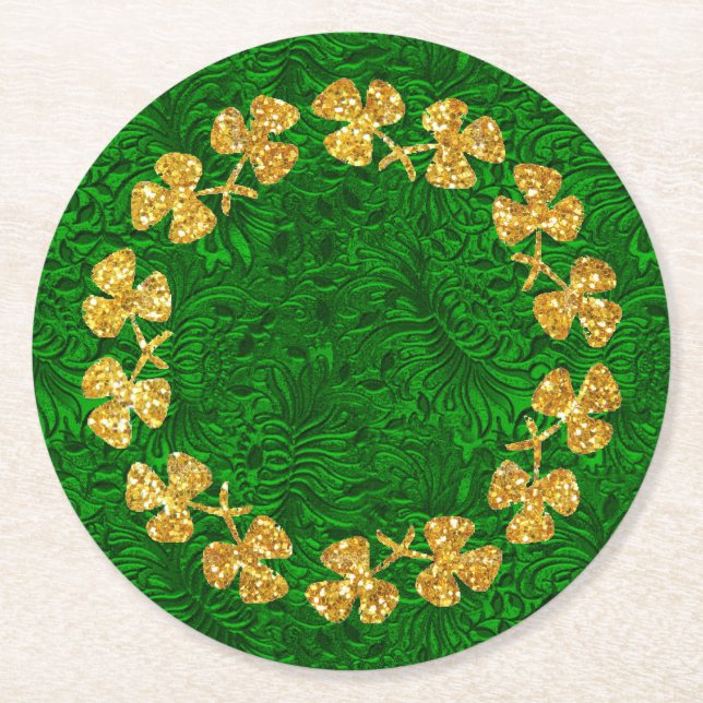 St Patrick's Day Round Paper Coaster (Front)