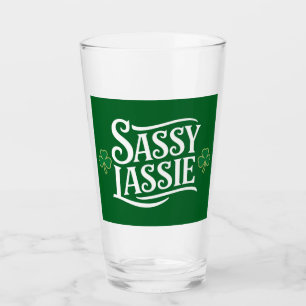 St Patricks Day Sassy Lassie Funny Irish Girl Glass