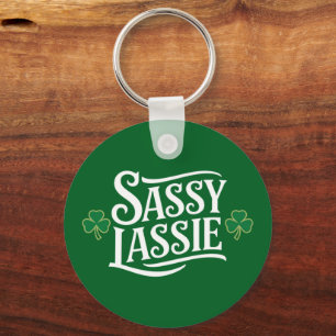 St Patricks Day Sassy Lassie Funny Irish Girl Keychain