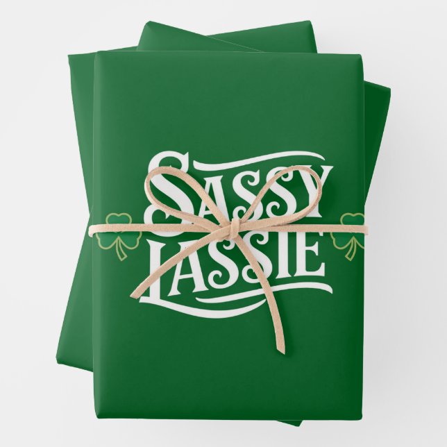 St Patricks Day Sassy Lassie Funny Irish Girl  Wrapping Paper Sheet (In situ)