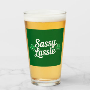 St Patricks Day Sassy Lassie Funny Irish Glass
