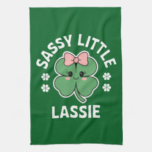 St Patricks Day Sassy Little Lassie Kids Girl Kitchen Towel