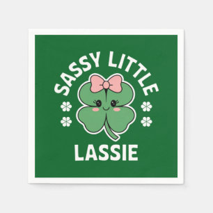 St Patricks Day Sassy Little Lassie Kids Girl Napkin