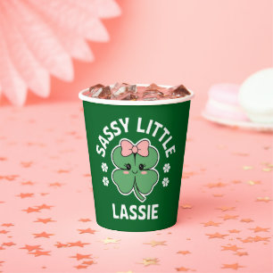 St Patricks Day Sassy Little Lassie Kids Girl Paper Cups