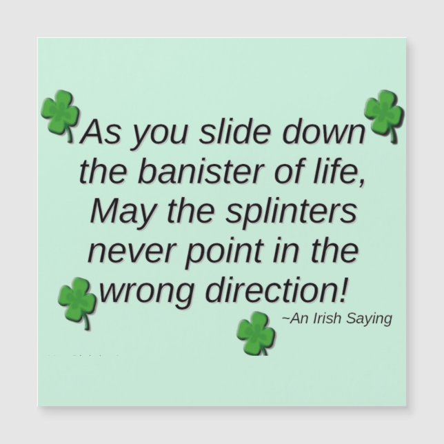 St. Patrick's Day Saying Magnet Card (Front)
