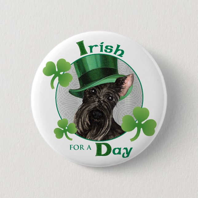 St. Patrick's Day Scottish Terrier 2 Inch Round Button (Front)