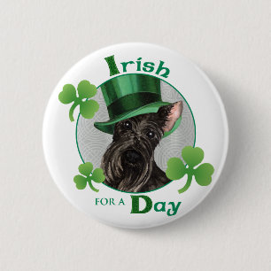 St. Patrick's Day Scottish Terrier 2 Inch Round Button