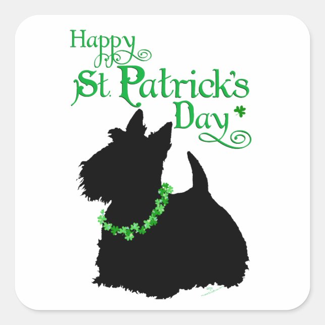 St Patrick's Day Scottish Terrier Square Sticker (Front)