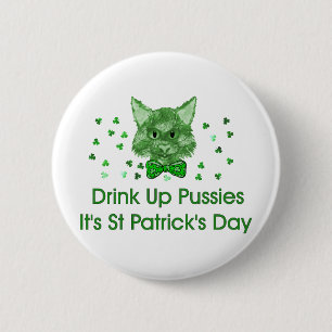 St Patrick's Day Scrapper Cat 2 Inch Round Button