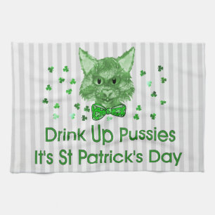 St Patrick's Day Scrapper Cat Kitchen Towel