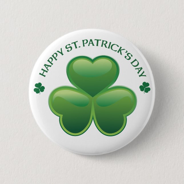 St Patricks Day Shamrock 2 Inch Round Button (Front)