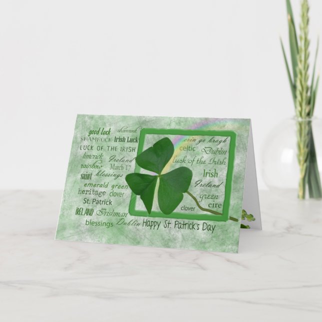 St. Patrick's Day shamrock and rainbow Card (Front)