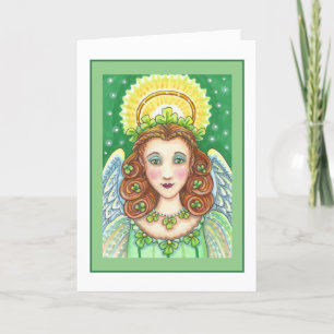 ST. PATRICK'S DAY SHAMROCK ANGEL, IRISH BLESSINGS HOLIDAY CARD