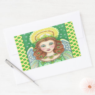 ST. PATRICK'S DAY SHAMROCK ANGEL, IRISH BLESSINGS STICKER