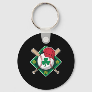 St Patricks Day Shamrock Baseball Irish For Kids B Keychain