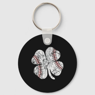 St. Patricks Day Shamrock Baseball Saint Paddys Ki Keychain